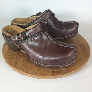 Clarks Unstructured Women Dark Brown Leather Clogs Mules Size 8.5W #86663